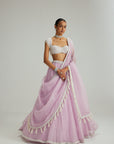 Lavender Mirror And Pearl Lehenga Set