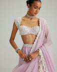Lavender Mirror And Pearl Lehenga Set