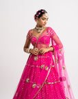 Fuschia Multi Tier Lehenga Set