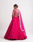 Fuschia Silk Organza Lehenga Set