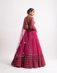 Deep Coral Single Tier Lehenga Set