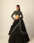 Black Tassel Dupatta Lehenga Set