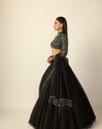 Black Tassel Dupatta Lehenga Set