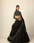Black Tassel Dupatta Lehenga Set
