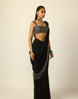 Black Georgette Tassel Saree
