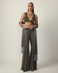 Metallic Grey Sharara Pant Set
