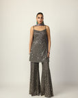 Metallic Grey Sharara With Kurta Set