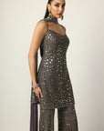 Metallic Grey Sharara With Kurta Set