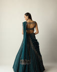 Dark Teal Linear Lehenga Set