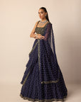 Deep Blue Single Drop Lehenga Set