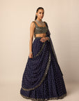 Deep Blue Single Drop Lehenga Set