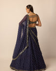 Deep Blue Single Drop Lehenga Set