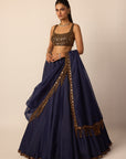 Deep Blue Tassel Dupatta Lehenga Set