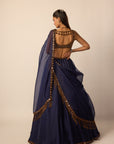 Deep Blue Tassel Dupatta Lehenga Set