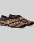 Antique Gold - Black Embroidered Loafers