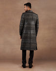 Antique Silver - Black Sherwani Set