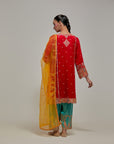 Red Gota & Marrori Work Kurta Set