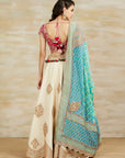Ecru Lehenga Set With A Bandhani Dupatta