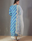 Blue Leheriya Kurta And Pants Set With Chints Embroidery