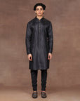 Black Micro Chevron Kurta Set | East