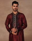 Burgundy Jamawar Kurta Set | East