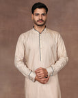 Creme Ivory Chevron Kurta Set | East