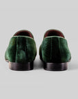 Emerald Velvet Embroidered Loafers