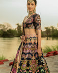 Navy Blue & Pink Lehenga Set