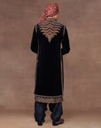 Navy Blue Velvet Sherwani Set | East