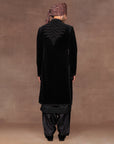 Noir Black Velvet Sherwani Set | East