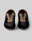 Noir Velvet Embroidered Loafers