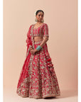 Red Zardozi Phool Embroidered Lehenga Set