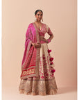Ecru Chintz Lehenga Set With A Bandhani Dupatta