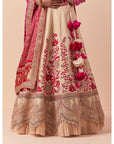 Ecru Chintz Lehenga Set With A Bandhani Dupatta