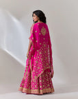 Hot Pink Skirt And Cape Set With Gota And Marori Hand Work