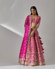 Fuschia Zari Embroidered Lehenga Set
