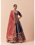 Blue Marori Work Lehenga Set With A Bandhani Dupatta