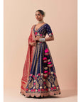 Blue Marori Work Lehenga Set With A Bandhani Dupatta