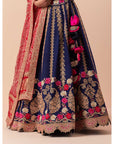 Blue Marori Work Lehenga Set With A Bandhani Dupatta