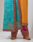 Mustard Yellow Bandhani Kurta With Pants And A Dupatta