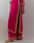 Fuchsia Pink Gota & Marrori Work Kurta Set VI