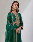 Emerald Kurta With Pants And A Dupatta