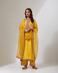 Mustard Yellow Kurta With Pants And A Dupatta