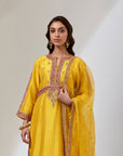 Mustard Yellow Kurta With Pants And A Dupatta
