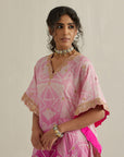 Pink Shaded Bandhani With Pants Set