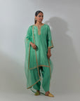 Aqua Mint Gota & Marrori Work Kurta Set I