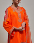 Orange Gota & Marrori Work Kurta Set I