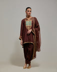 Brown Gota & Marrori Work Kurta Set II