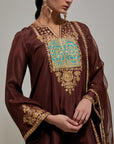 Brown Gota & Marrori Work Kurta Set II