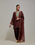 Brown Gota & Marrori Work Kurta Set I
